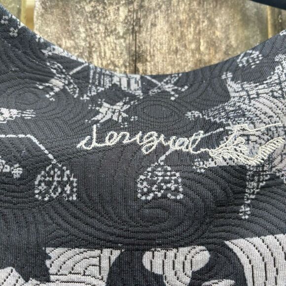 Desigual Printed Black Gray Bodycon Dress Medium - Picture 6 of 7